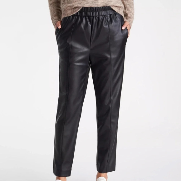 NWT AT The Petite Faux Leather Pull On Ankle Pant - Picture 1 of 8